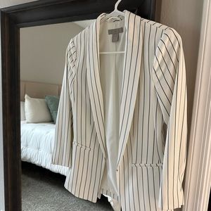 H&M white and black striped blazer. Size 0